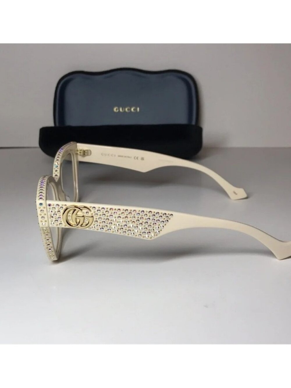 Gucci GG1424s Cream Crystal-Embellished Women's Glasses - Picture 5 of 11